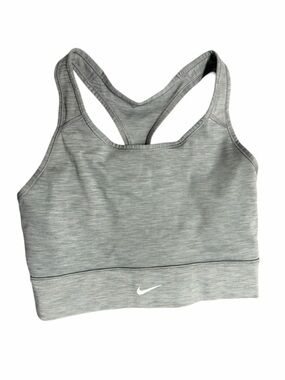 Nike Light Gray Racerback Sports Bra with White Swoosh